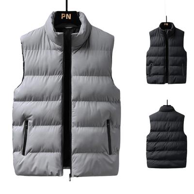 Autumn and Winter Thickened Sleeveless Tank Top Standing Collar Warm Cotton Coat Vest Coat for Men