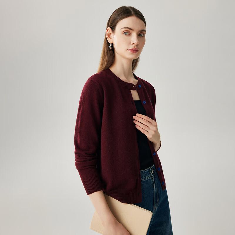 Zhaojun Women's 100% Cashmere Round Neck Cardigan