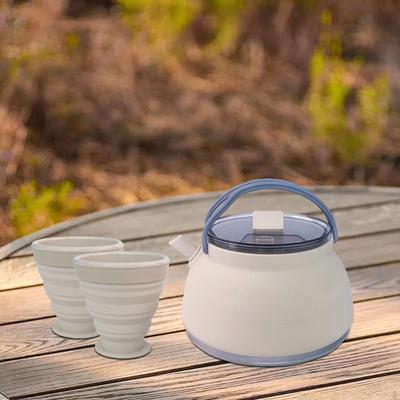 1.5L Camping Kettle and 2 Cups Set Camp Cook Pot Foldable Outdoor Multifunctional Teapot Coffee