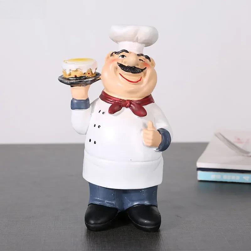 Chefes Barbudos Figuras Creativas Estatua Decoración de Escritorio Personaje Chef Profesional Escultura de Resina Adornos Decoración Moderna para el Hogar
