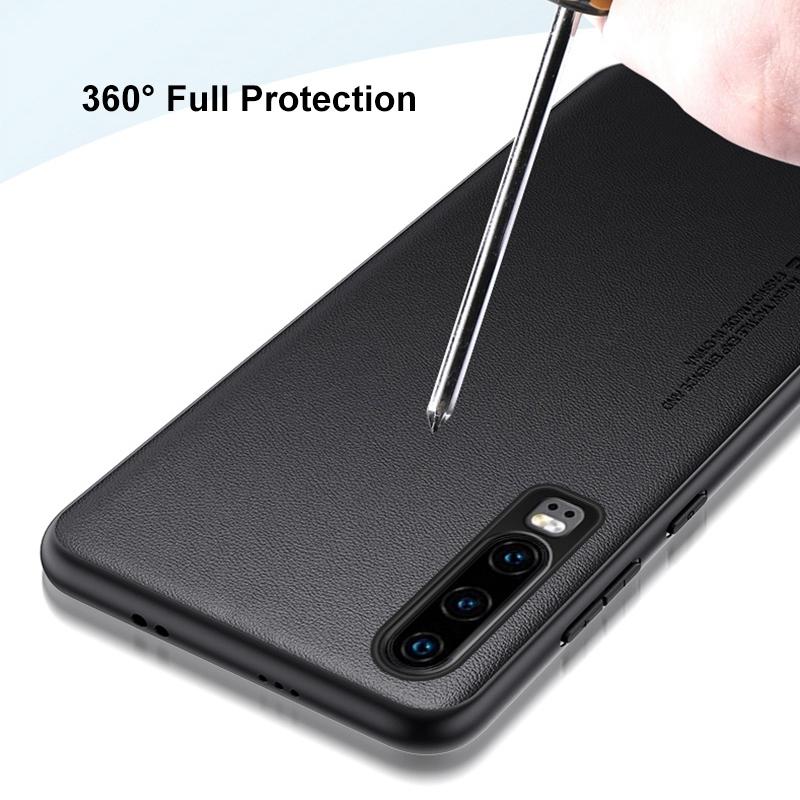 Luxury PU Leather Case For Huawei P30 Back Cover Matte Silicone Shockproof Full Protection Phone Case For Huawei P30 Pro Coque