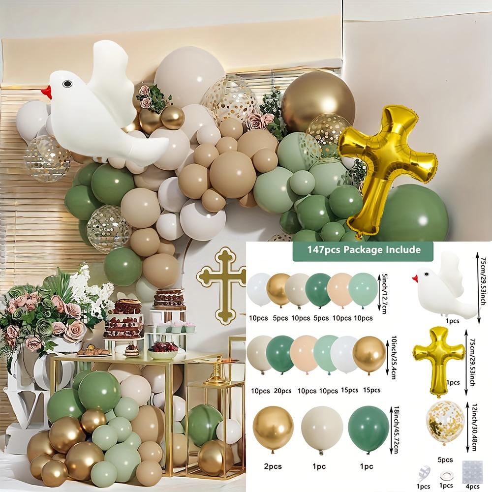 

147pcs Religious Celebration Balloon Set, Suitable for Communion, Baptism,Wedding - Prayer, First Holy, Baptism Party Decoration Other