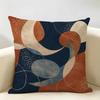 Federa Cuscino Astratta Boho Arancione Blu Moderna in Lino Organico Durevole Ipoallergenica Lavabile Delicata sulla Pelle