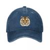 Tiger Head Print Black Cap  New Vintage Washed Cotton Baseball Cap Parent Kids Sun Hats