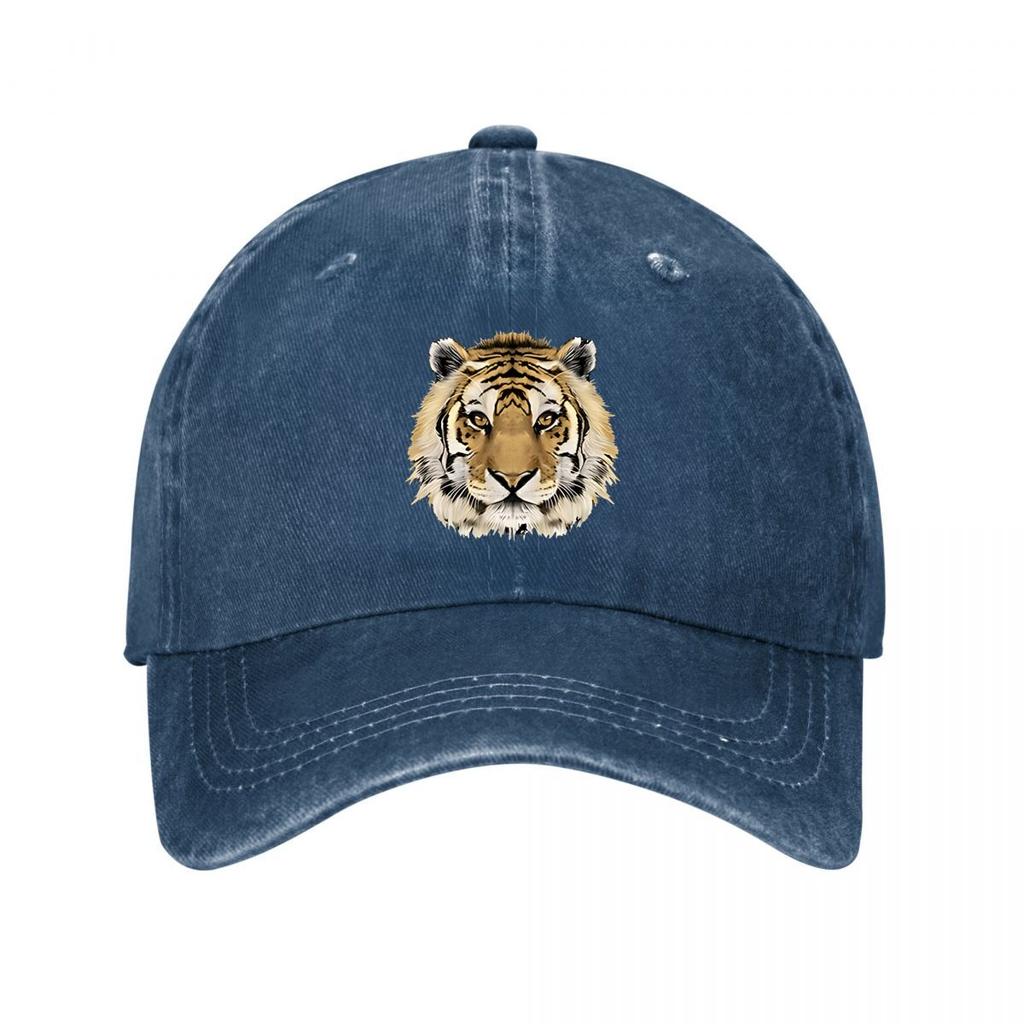 Tiger Head Print Black Cap  New Vintage Washed Cotton Baseball Cap Parent Kids Sun Hats