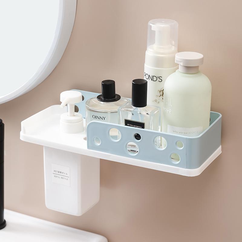 Bathroom Toiletries Storage Racks Punch-Free Wall Mounted Sundries Organization Plastic Shelf Home Toilet Fragrance Holders