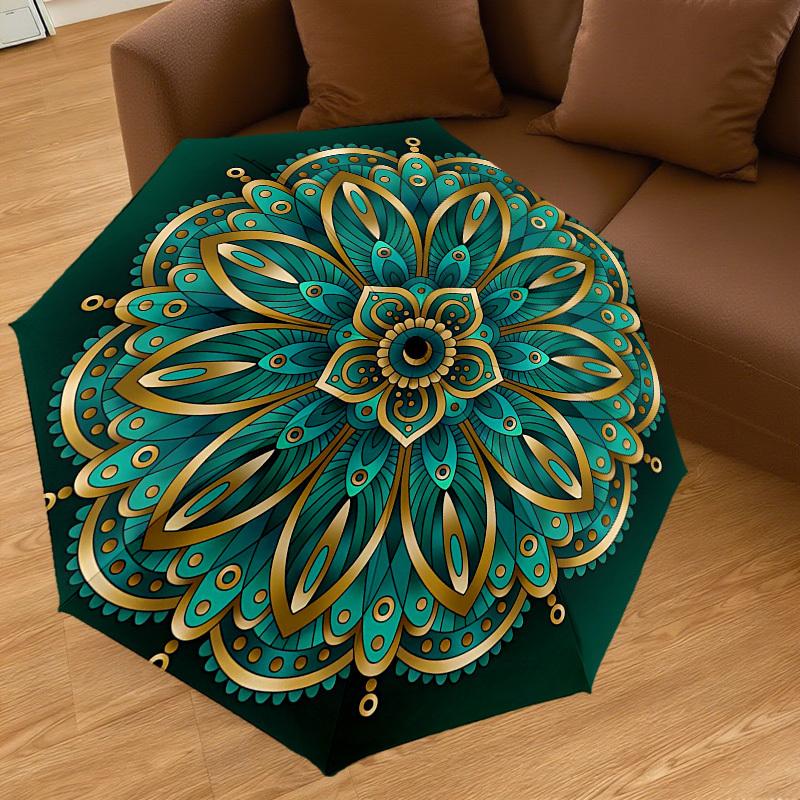 1PC Mandala Pattern Automatic Open/Close Umbrella Compact Folding Umbrella with 8-Rib Shaft lightweight esign, Highquality Fabric1158A