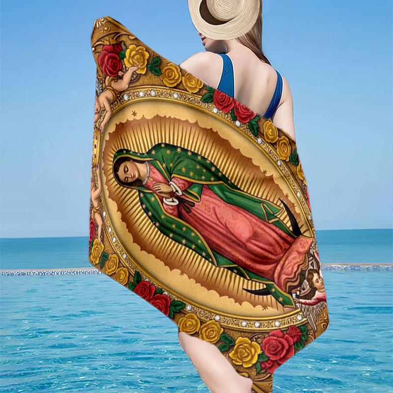 Our Lady Of Guadalupe Maria Beach Towel, Super Soft Microfiber, Gift for Her/Him, Birthday, for Pool, Beach, Travel, Home Decor Fan gifts