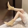 New Style Fashion Women's Shoes Sleeve Women's Boots Autumn Pointed Toe Solid Short Barrel Stilettos or Thin Heels Knight Boots