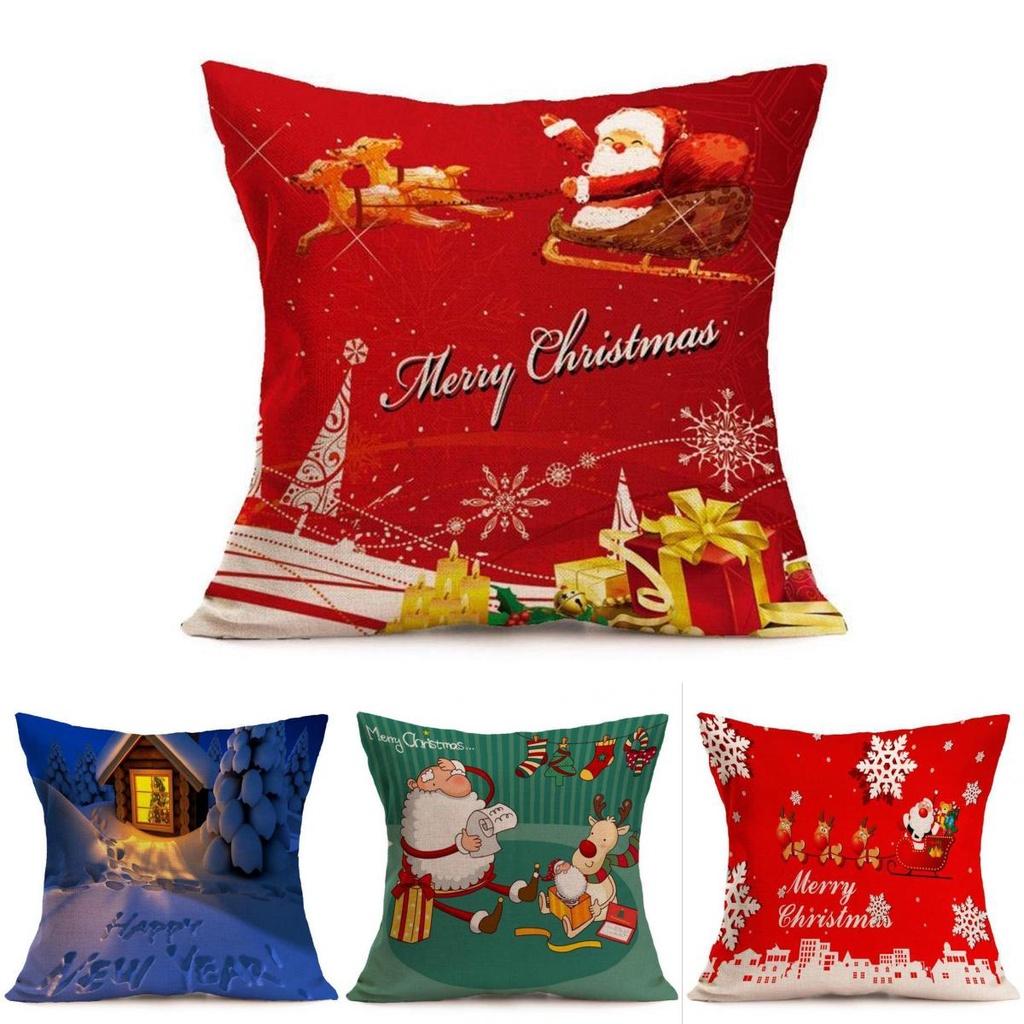 Vibrant Multicolor Christmas Santa Claus Cushion Cover Pillow Case For Stylish Car Decor