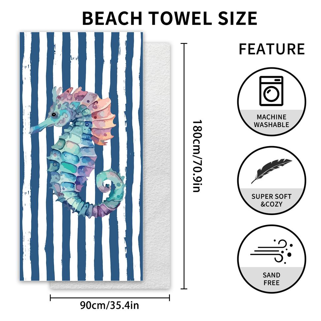 New, Double-sided Velvet Beach Towel Quick-drying Sports Towel Printed Bath Towel