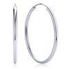 [ChicSilver] Sterling Silver 925 Hoop Earrings for Women, Large Size, Hypoallergenic, Simple Design, Pure Silver, 60mm Diameter, 2mm Width