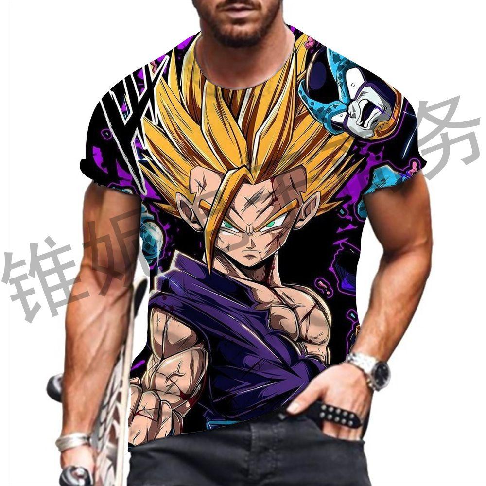 Dragon Ball Z 2024 Vegeta Men's T Shirt Goku Man Clothes Tops Cool Saiyan Short Sleeve Tee 110-6XL Summer GYM Harajuku T-shirt