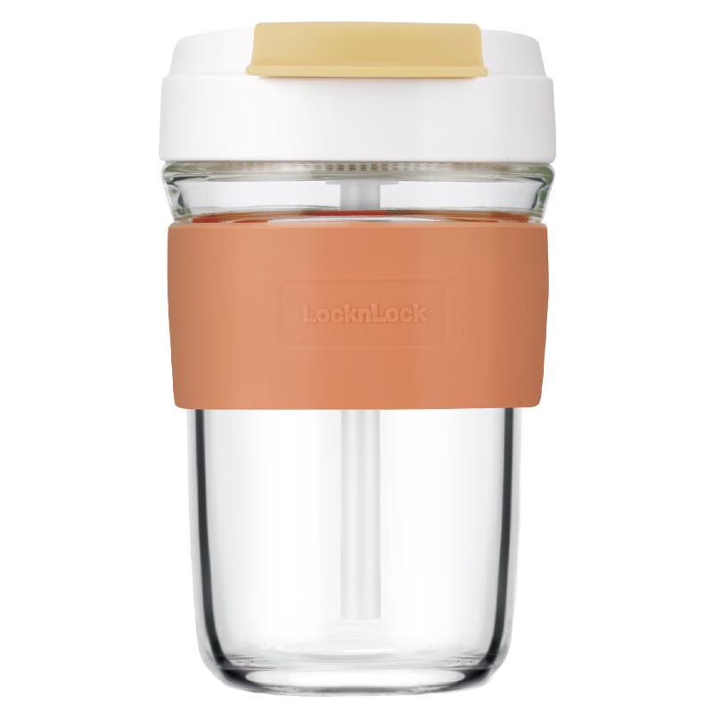 LocknLock LLG964 Anti-scald Glass Coffee Cup with Straw, 460ml