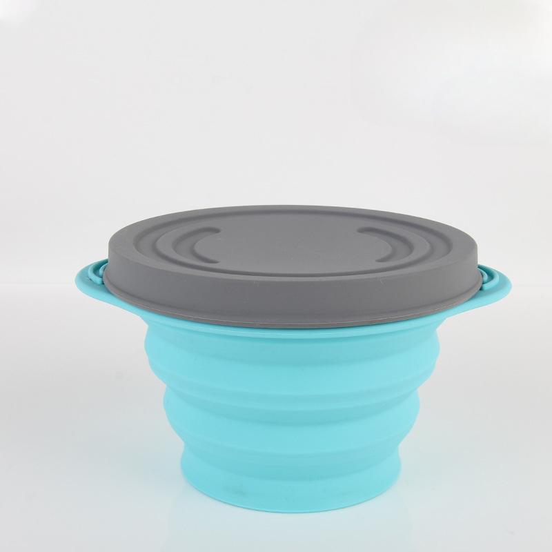 Складная силиконовая миска для путешествий, портативная выдвижная миска для лапши быстрого приготовления, детский ланч-бокс для пикника с крышкой, для использования на улице 800ml