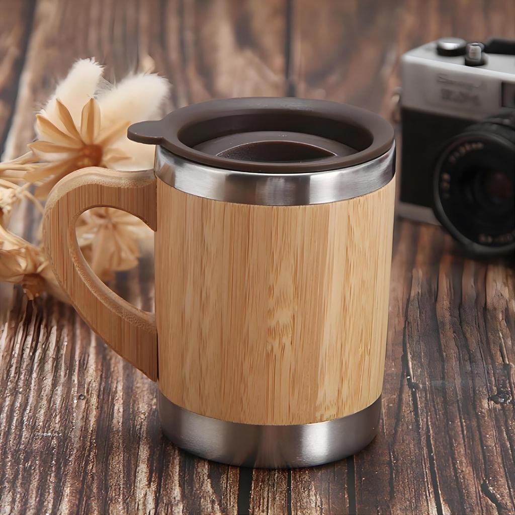 IOLOYU Heat-Resistant, High-Quality Stainless Steel Mug, 300ml, with Lid, Insulated, Stainless Steel Mug, Vacuum Insulated, Stainless Steel, with