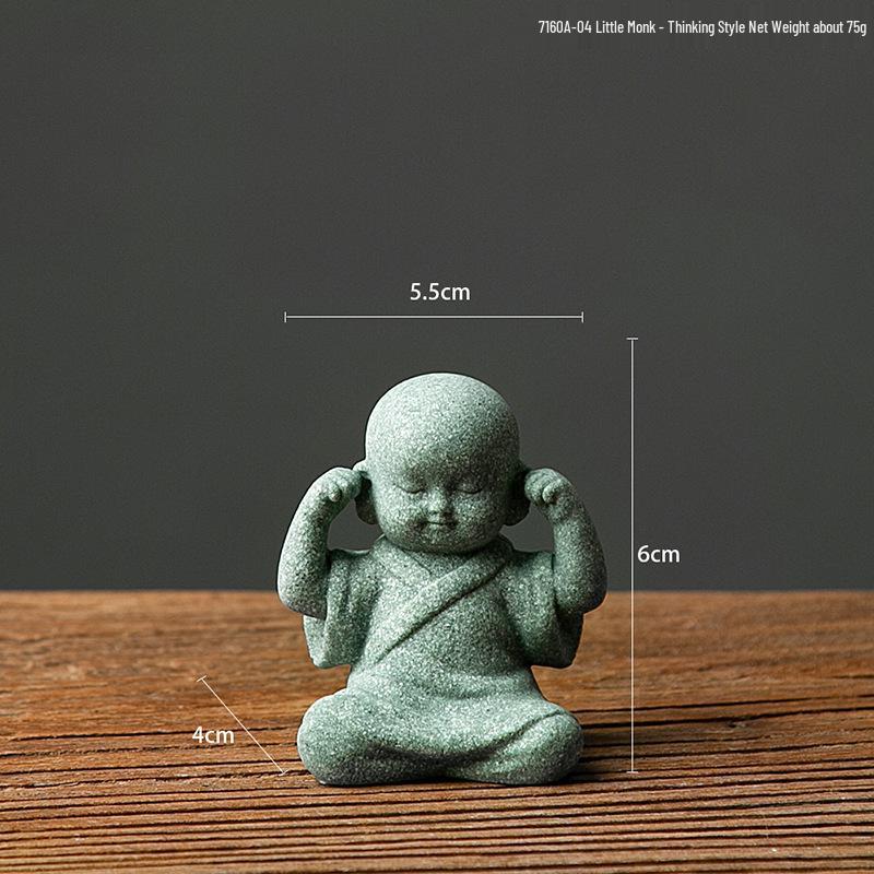 Porcelain Green Sandstone Buddha Ornament for Zen Fish Tank or Bonsai Display