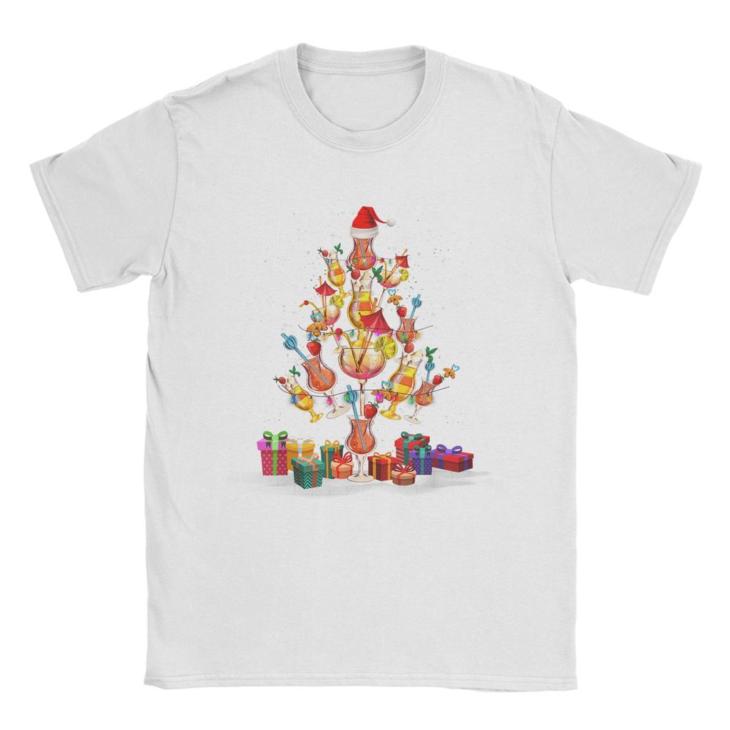 Cocktail Glasses Santa Hat Christmas Tree Drinks Xmas Pajama T-Shirts Harajuku Tee Shirt For Mens Short Sleeve Clothing