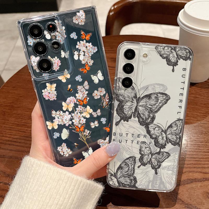 Butterfly Case For Samsung Galaxy S26 Ultra S25 FE S24 S23 S22 A54 A15 A35 A55 A16 A36 A56 A17 A37 A57 5G Clear Soft Cover