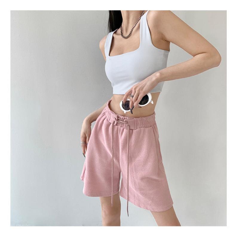 Strapped Sports Shorts for Women In Summer Thin Small High Waist Casual Loose Wide-leg Pants Mid-length Pants American Five-point Pants