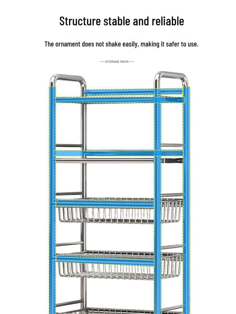 Stainless Steel Multi-Layer Kitchen Trolley for Fruits & Vegetables
