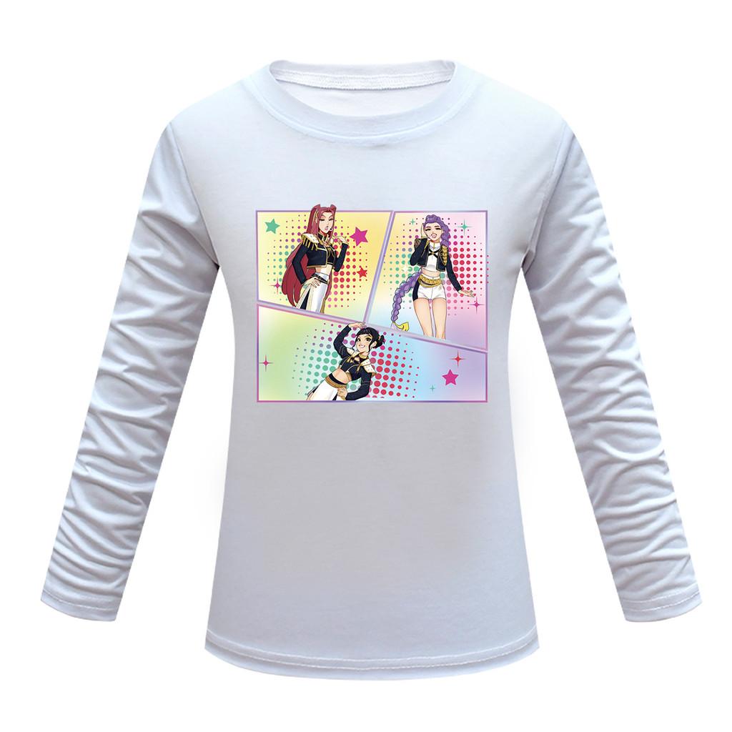 Dětské Dívčí Anime Kreslené K-POP Tištěné Ležérní Tričko s Dlouhým Rukávem Top