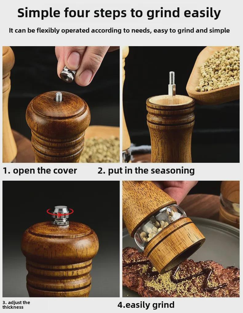 Wooden Manual Pepper Grinder Spice Mill