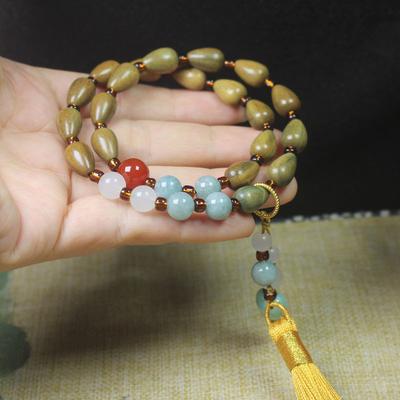 Unisex Simple Green Sandalwood Prayer Beads Bracelet Literary Gift