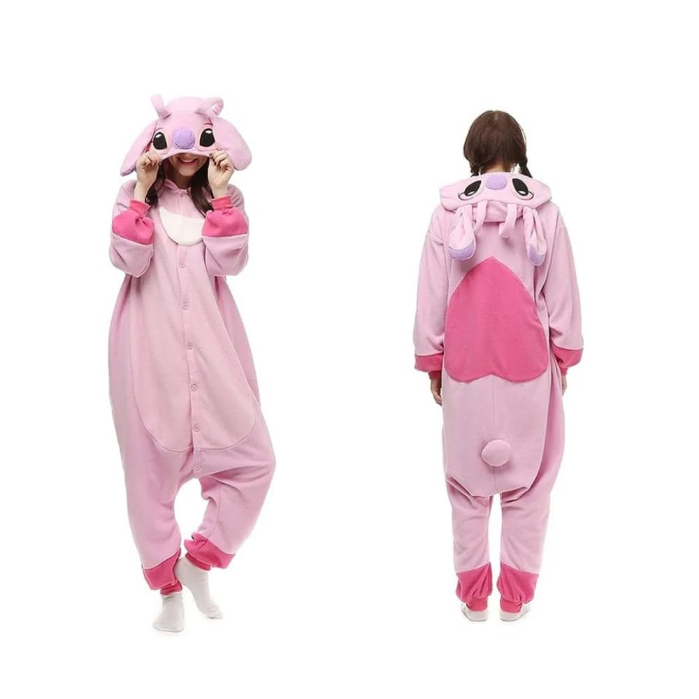 Fleece Kigurumi Stitch Cute Soft to the Unisex [RemeeHi] Costume, Pajamas, Kigurumi, Loungewear, touch, (Pink, L)