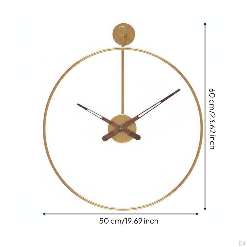 Metal Wall Clock Light Luxury Hoop Nordic for Living Room, Study Black 50CM