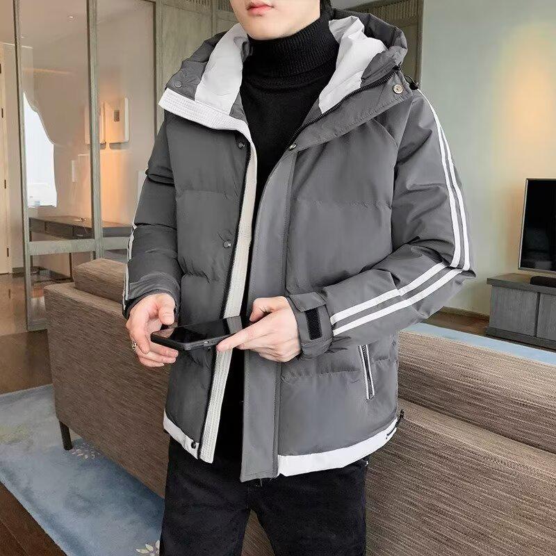 Men's Plus Size Hooded Winter Jacket - Windproof Down Cotton Coat for Youth