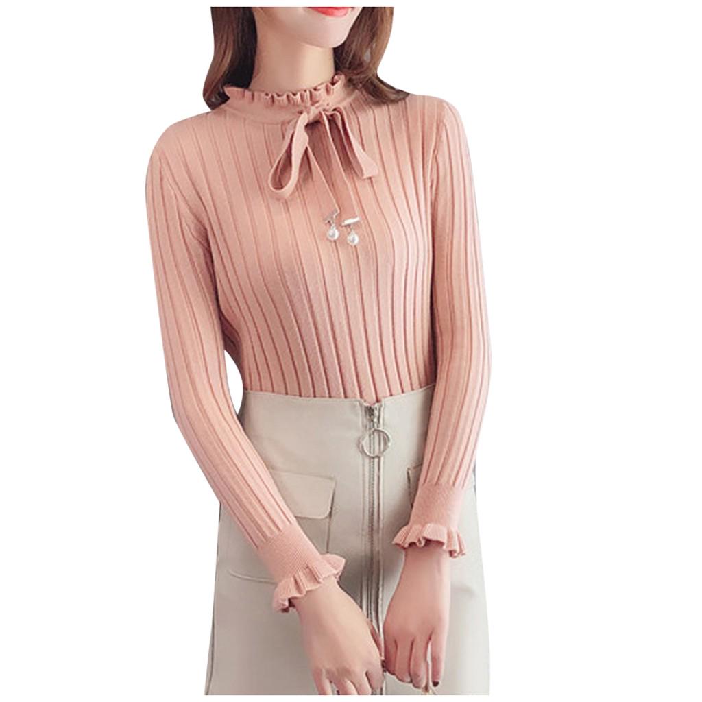 Women Top Knitting Shirt Long Sleeve Sweater Bandage Elegant Blouse Sweatshirt Women Top Knitting Shirt Long Sleeve Sweater Bandage Elegant Blouse Sweatshirt