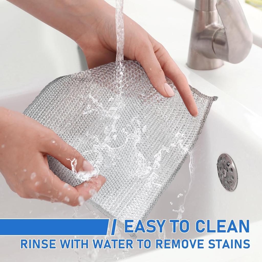 Scratch-free Steel Wool Cleaning Cloth 10-piece Double-layer Silver Wire Rag [20*20] Cleaning Pad