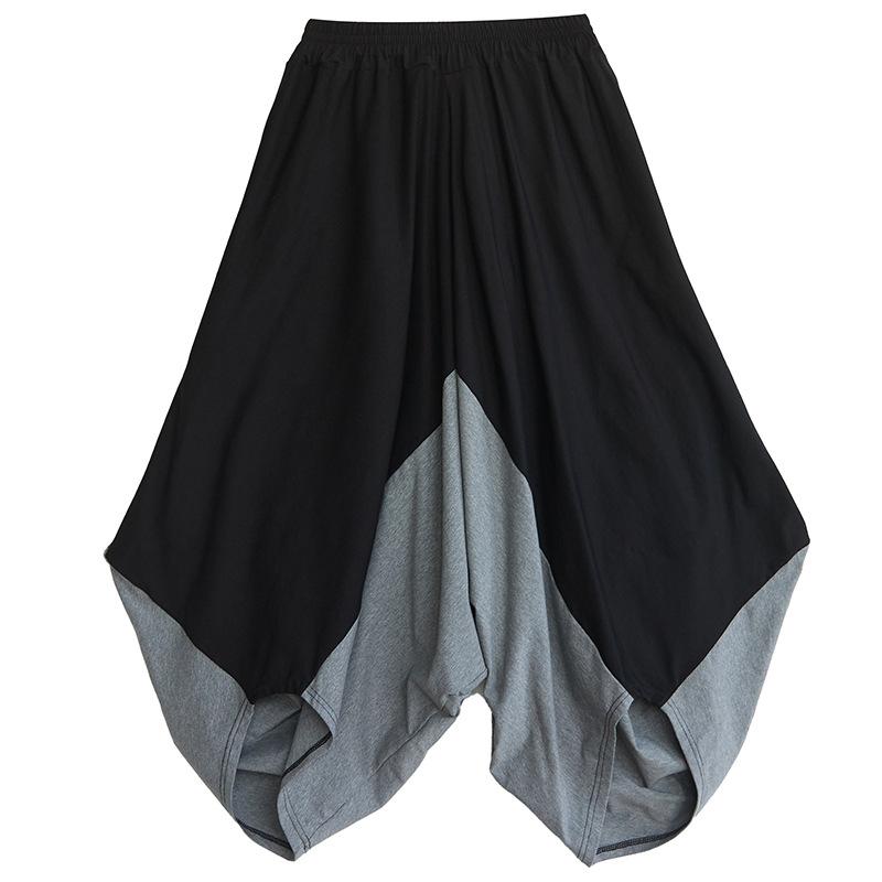 Summer Women's Pants Plus Size Elastic Waist Irregular Splicing Collapsible Pants Hanging Crotch Pants Loose Casual Wide Leg Pants