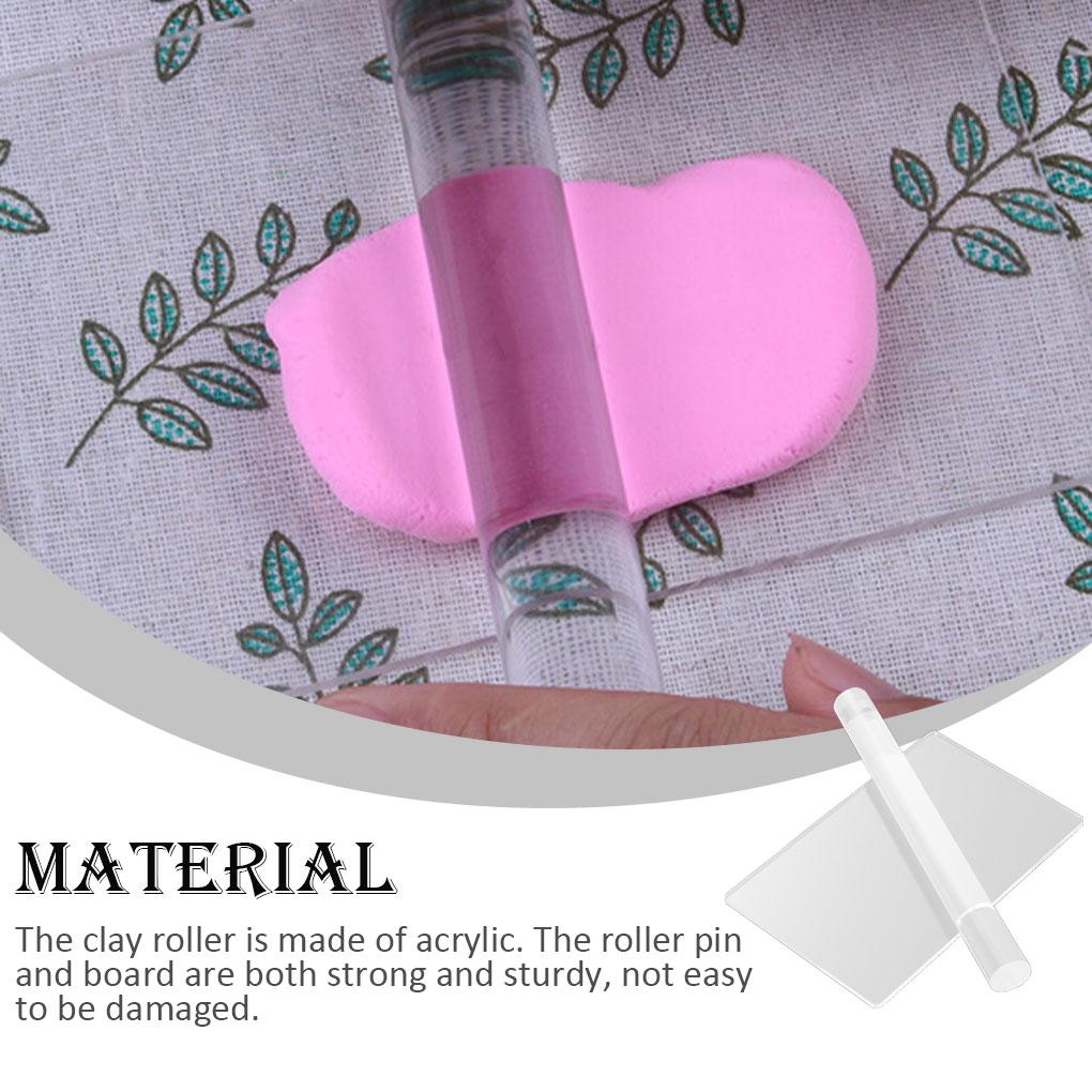2 Pcs/set Clay Roller Rectangle Sheet Board Set Clay Rolling Pin Modeling Tool Kit Transparent