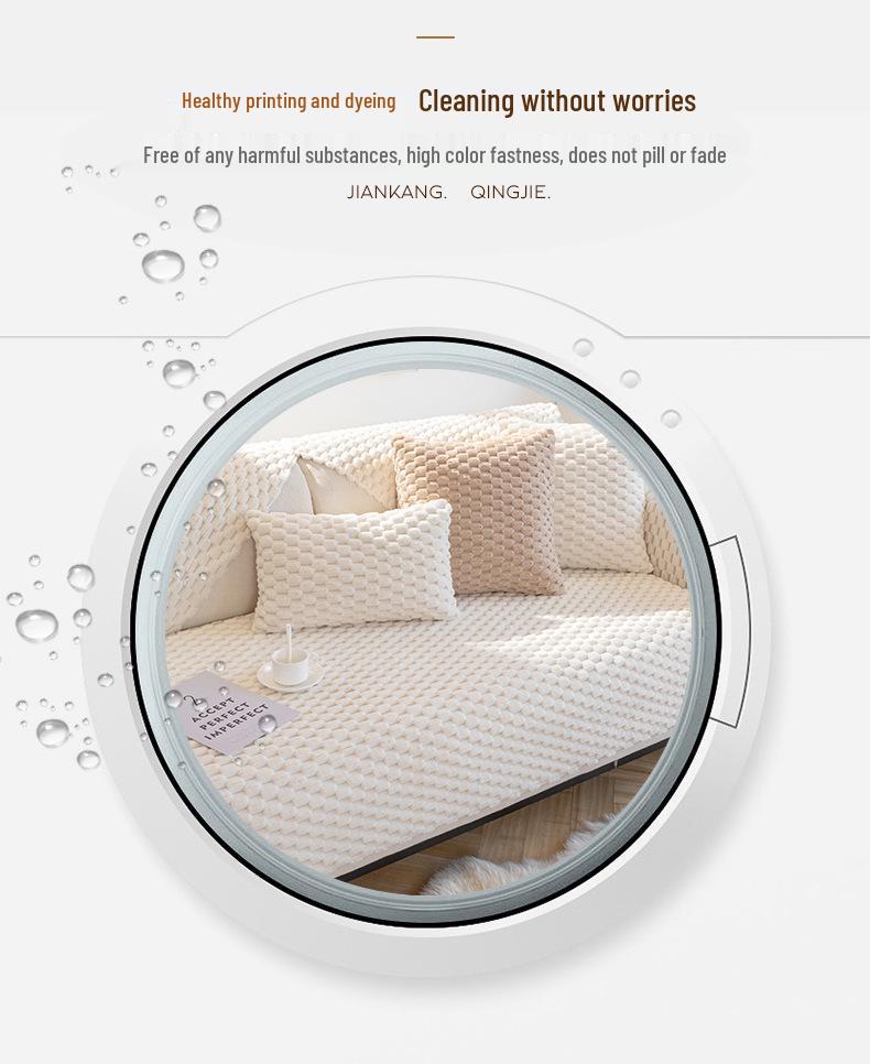 Winter Plush Non-Slip Sofa Cushion & Cover - Modern, Thickened Design