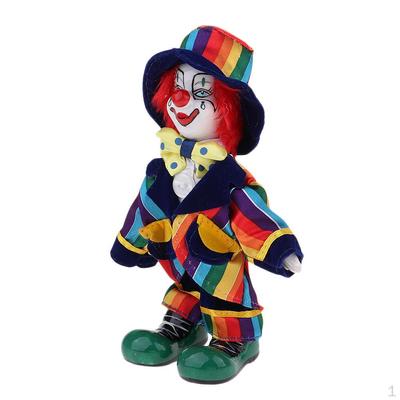 18 cm große Clownpuppe aus Porzellan mit wunderschönem Outfit und Keramik, Geschenk für Liebhaber und Sammler,