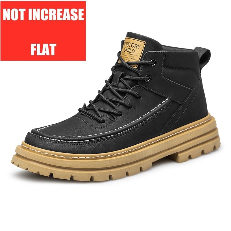 Big Size Men Boots Elevator Shoes High Quality Leather Ankle Boots Hidden Heels Heightening Shoes Man 7CM Masculino Taller Shoes