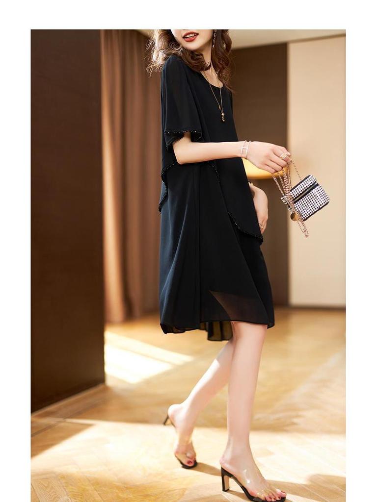 Women's Plus Size Summer Chiffon Dress - Slimming, Stylish Midi Skirt
