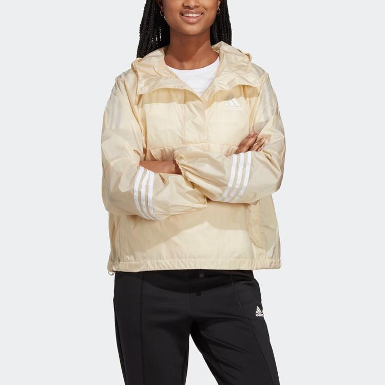 Adidas Jachetă cu Glugă Sport Casual Color Block cu Trei Dungi Femei Jachetă Rock Nisip Praf HT8719