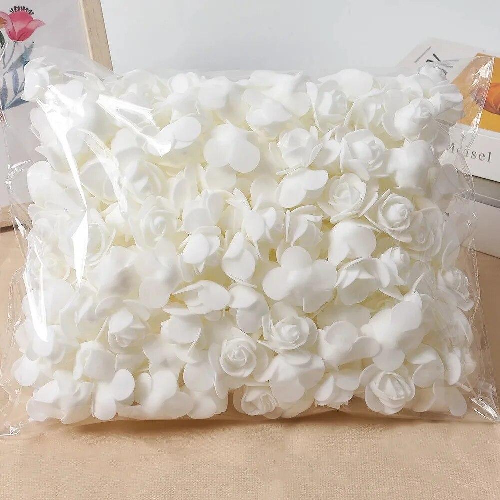 50/100Pcs Rose Artificial Flowers 3.5cm PE Foam Fake Flowers Teddy Bear Home Decor Wedding Decoration DIY Gifts Boxs Accessories