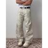 JYL Men's Cargo Pants American Marble Winter Pleated Straight Denim
