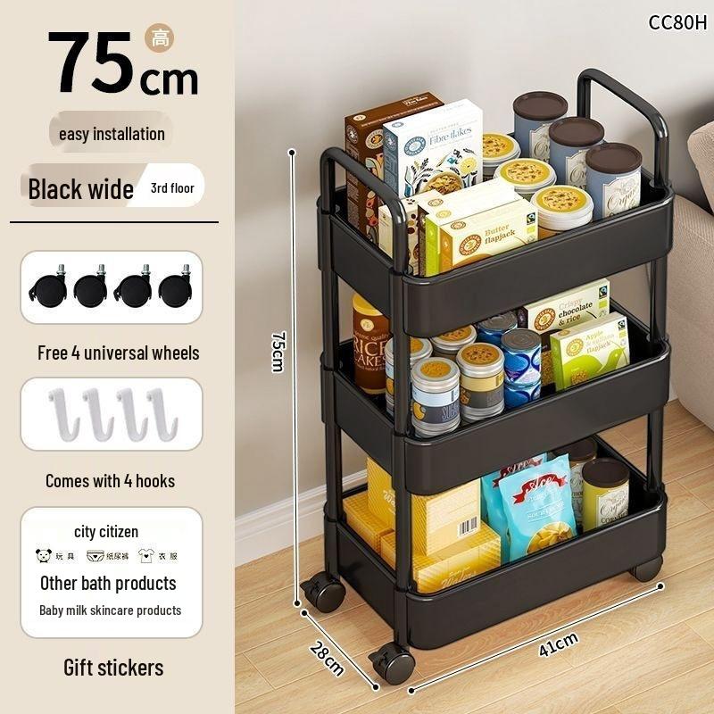 Mehrschichtiges Lagerregal mit Rollen für Küche, Wohnheim und Badezimmer