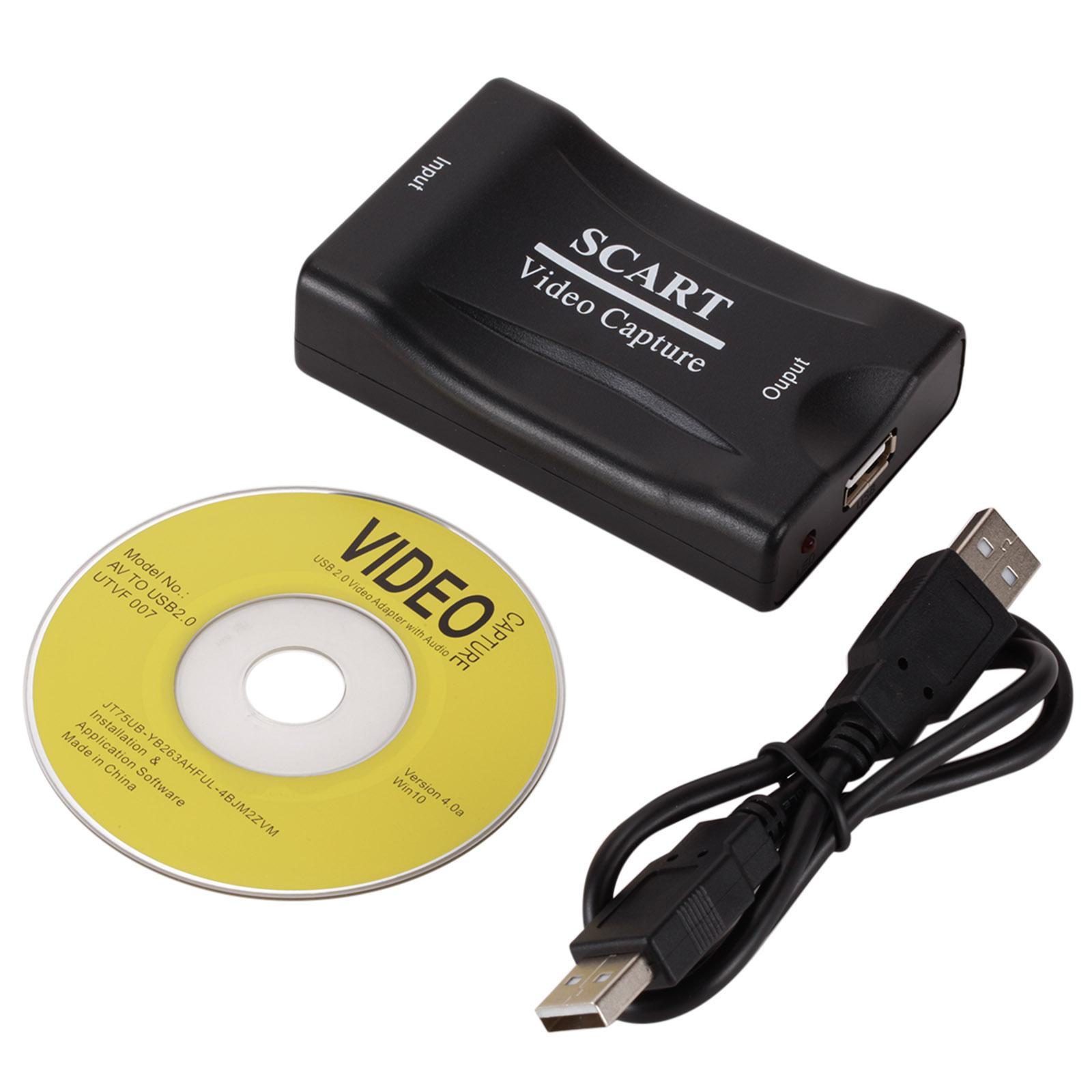 

Карта захвата Scart 1080P USB 2.0 Видеозахватчик Игровая Прямая трансляция Запись Домашний офис DVD Грабер Plug and Play чёрный