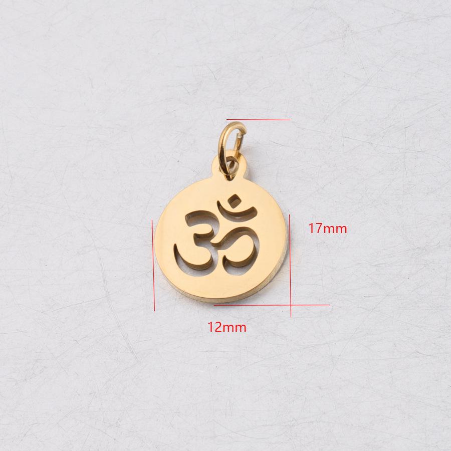 In Stock: 12x17mm Hollow OM Yoga Pendant with 0.8x5mm Hanging Ring - Stainless Steel Jewelry Accessory