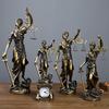 Antique Bronze Finish Lady Justice Themis Resin Statue Retro Blindfolded Justice Goddess Sculpture For Lawyer Office Court Decor