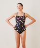 Jeteseu Women'S Wide Strap Crossbody One-Piece Swimsuit Flora Mirage L9A0063