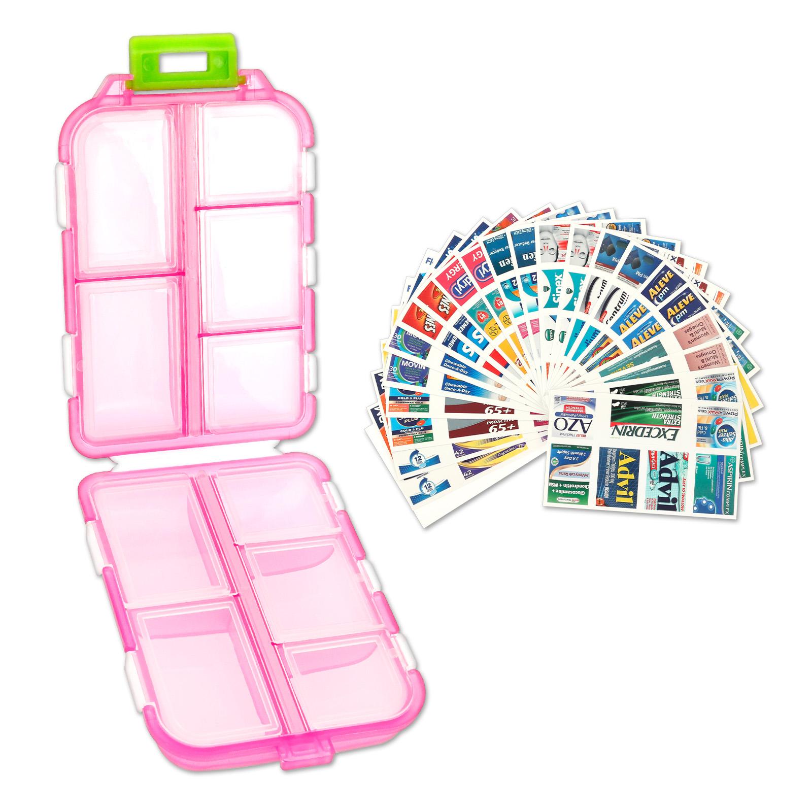 

Foldable Travel Pill Organizer Waterproof Frosted Pill Container With 10 Compartment and Labels Portable Medicine Vitamin Boxs