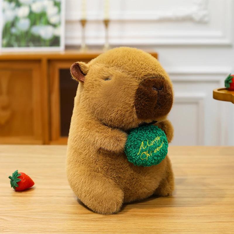 25cm Capybara Plush Simulation Capibara Anime Fluffty Toy Plant Stuffed Doll Holidays Props Decorative Throw Pillow for Kids