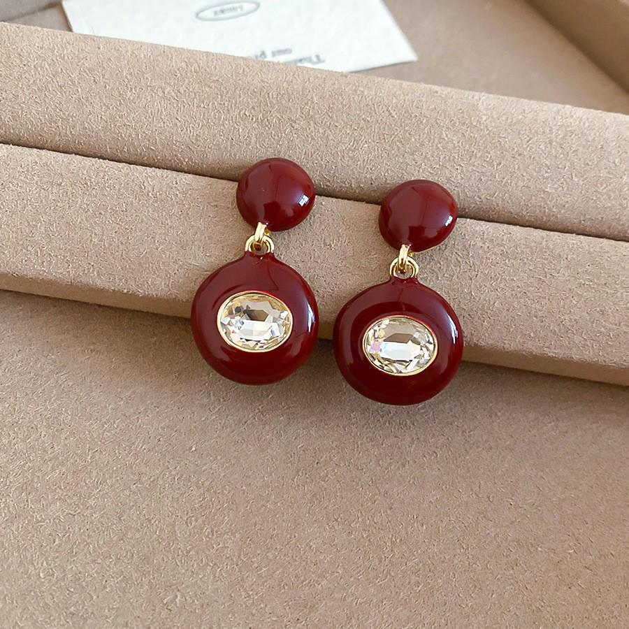 Silberne Nadel Tropfenöl Rote Perlen Ohrstecker - Eleganter & Vielseitiger Schmuck für Damen